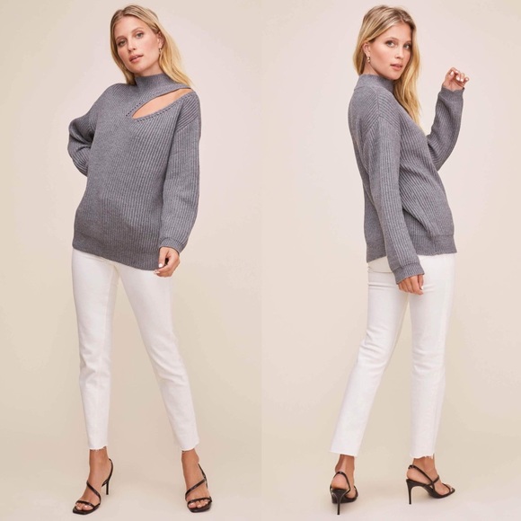 ASTR the Label Cutout Turtleneck Sweater in Gray Size Small - Picture 2 of 11